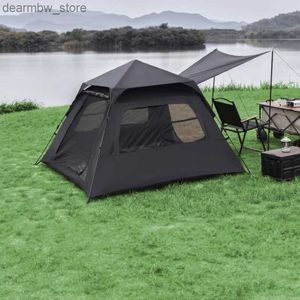 Tenten en schuilplaatsen Nieuw type buitenkamperen Volledig automatische tentzwartstijl Tent Lattice Window Mosquito Proof Camping Equipment Portable L48