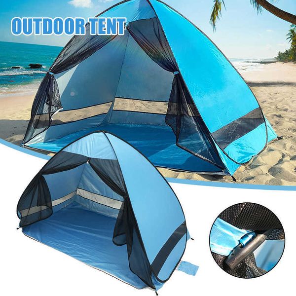 Tentes et abris Nouvellement Pop Up Tent Tente instantanée automatique Tente de plage portable Étanche Sun Shelter Front Mesh Door Design J230223