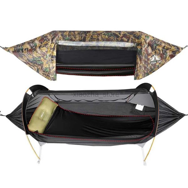Tentes et abris Tente hamac de camping pour chat de nuit avec moustiquaire et mouche de pluie 1-2 personnes sac à dos tente de bivouac au sol imperméable légère 240322