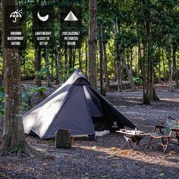 Tentes et abris OneTigris TETRA Tente de camping 1-2 personnes 3000 mm Sac à dos léger et étanche Tente Tipi 124 options de tente à grille interne disponibles 24327