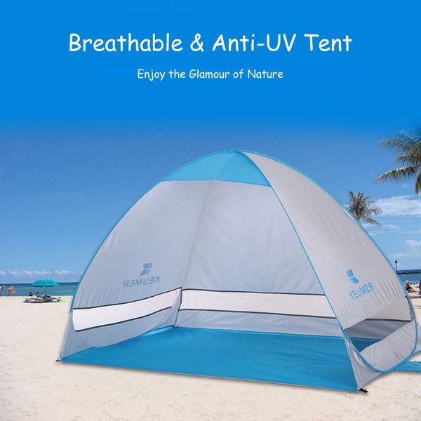 Tentes et abris Tente automatique extérieure instantanée tente de camping pop-up portable voyage tente de plage protection UV abri pêche randonnée argent X88B 230711