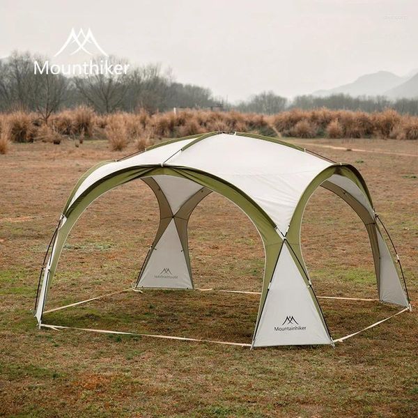 Tentes et abris Tente de camping en plein air 8-10person dôme lumière de luxe rond grand auvent grand auvent pergola