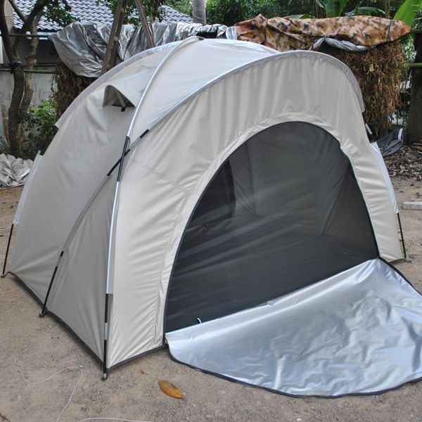 Tiendas de campaña y refugios Tienda para acampar al aire libre Fácil almacenamiento Lluvia Protección solar Doble PU4000 210D Tela Oxford recubierta de plata resistente al desgaste