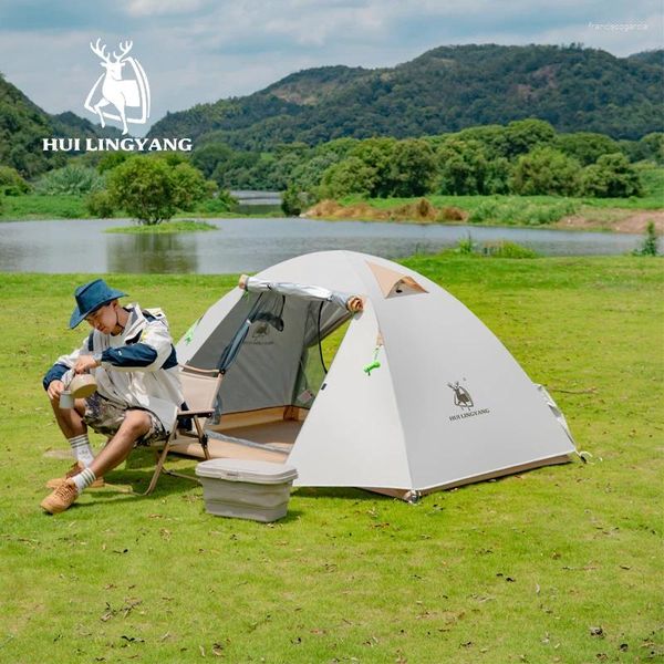 Carpas y refugios al aire libre doble capa ultralight 2 personas mochila carpa pole de aluminio liviano camping impermeable transpirable para