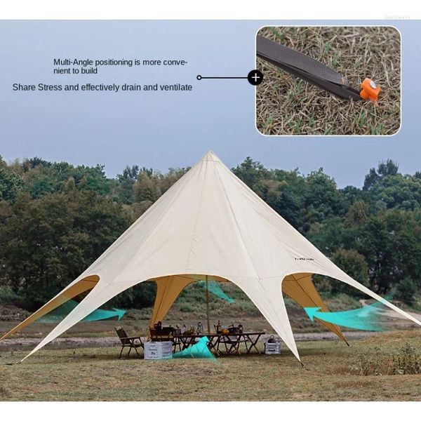 Tentes et abris en plein air grande auvent imperméable à l'eau Camping Camp Sunshade Tente de plage hexagonale en forme d'étoile