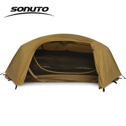 Tiendas de campaña y refugios Al aire libre Sola aleación de aluminio Tienda ligera Nylon Cabina táctica Campamento Cama Mosquitera Anti-Mosquito Campo impermeable 231024