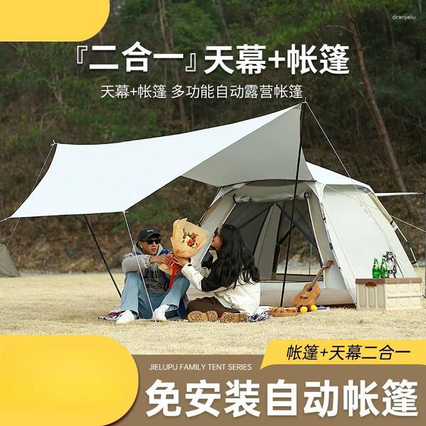 Tentes et abris canopée de tente extérieure 2-en-1 ou ouverture rapide Camping Automatique pliage de crème solaire portable imperméable