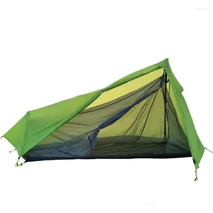 Carpas y refugios al aire libre Ultralight One Person Camping Senderismo Doble capa 15d Silicón de nylon (sin poste)