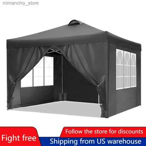Tentes et abris Tente de fête pour auvent extérieur 10' X 10' Tente de mariage en plein air Camping Noir Fret gratuit Auvents extérieurs imperméables Abat-jour Q231115