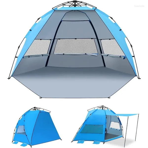 Tentes et abris pare-soleil de tente de plage pop-up pour quatre personnes utilisant UPF 50 résistant aux UV détachable camping en plein air vacances en famille