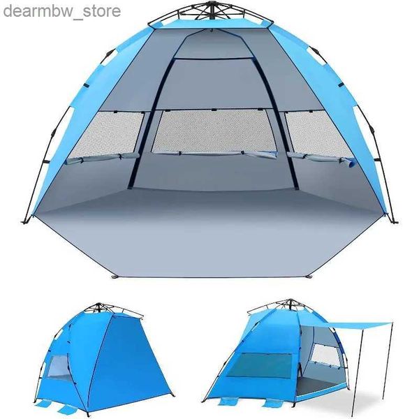 Tentes et abris Pop-up plage tente de soleil pour quatre personnes utilisant UPF 50 + UV résistant à lamelle détachable de la tente de camping en plein air