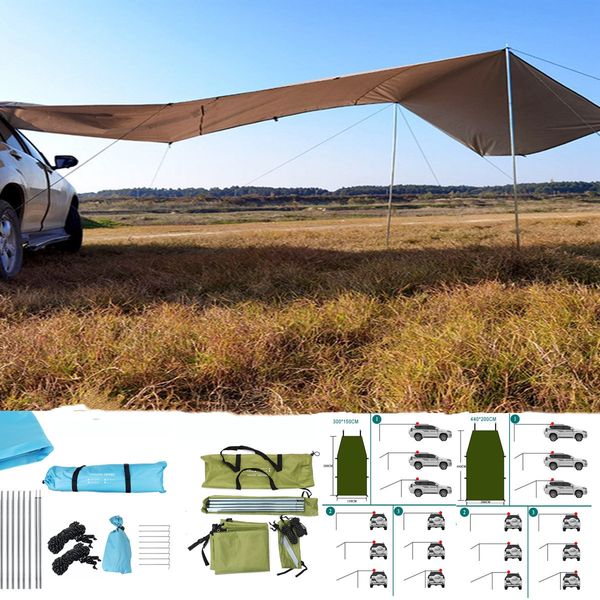 Tentes et abris Abri de voiture portable Ombre Camping Côté Toit Tente Anti UV Pare-soleil Étanche Auvent Parasol Pluie Auvent Pour Suv 230726