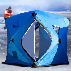 Tentes et abris Abri de pêche sur glace portable Installation facile Tente d'hiver Coupe-vent imperméable Style de cheminée de sauna