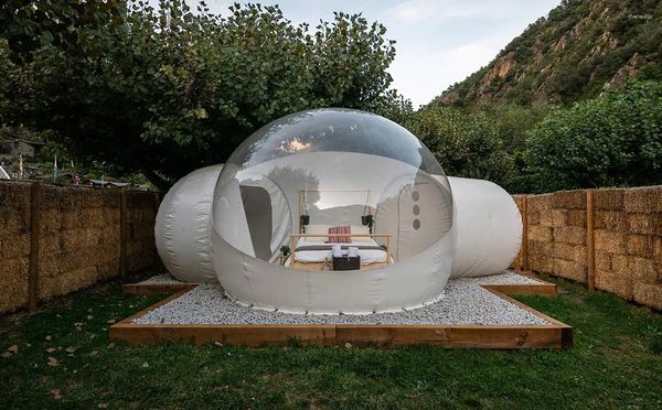 Promotion Tentes Et Abris !Igloo de logo adapté aux besoins du client par tente de bulle de chambres doubles avec le camping clair de maison de dôme d'arbre de ventilateur