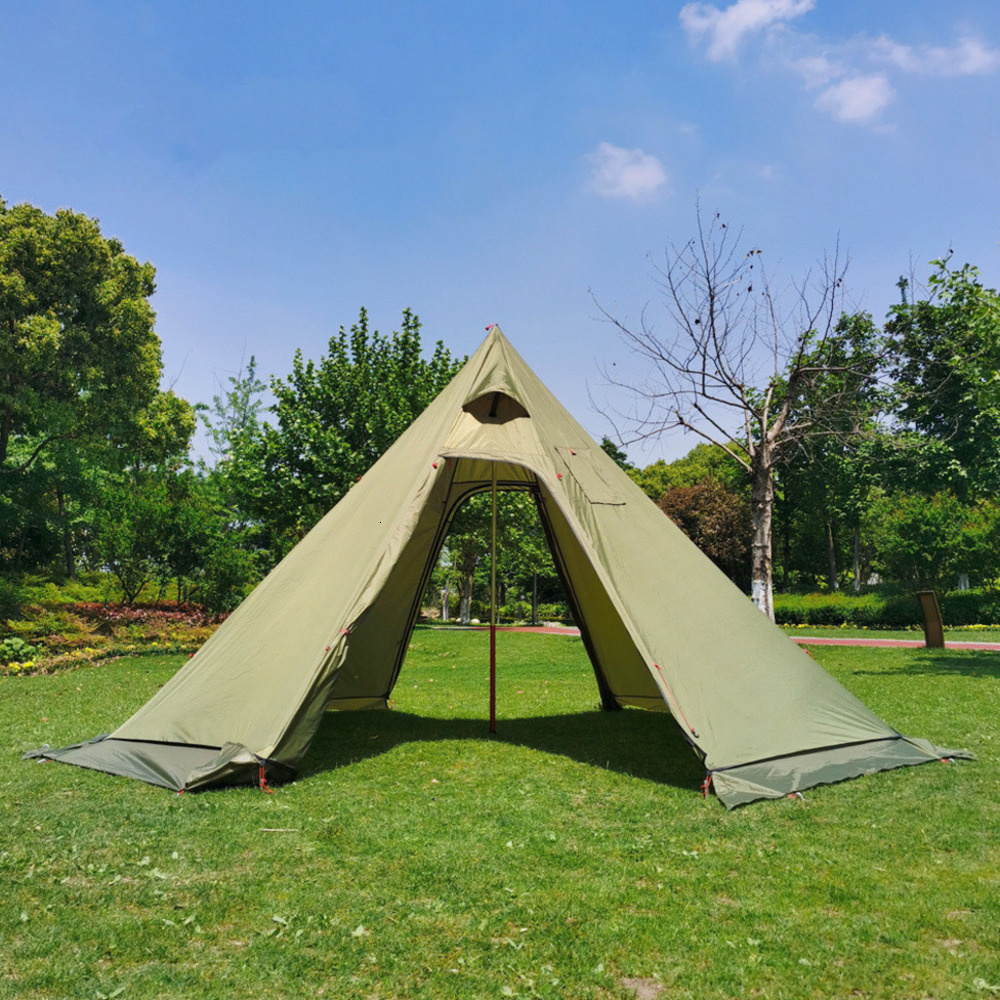 텐트와 대피소 피라미드 스노우 스커트 울타리 야외 야외 캠핑 천막 요리를위한 굴뚝 구멍이있는 여행 배낭 여행 텐트