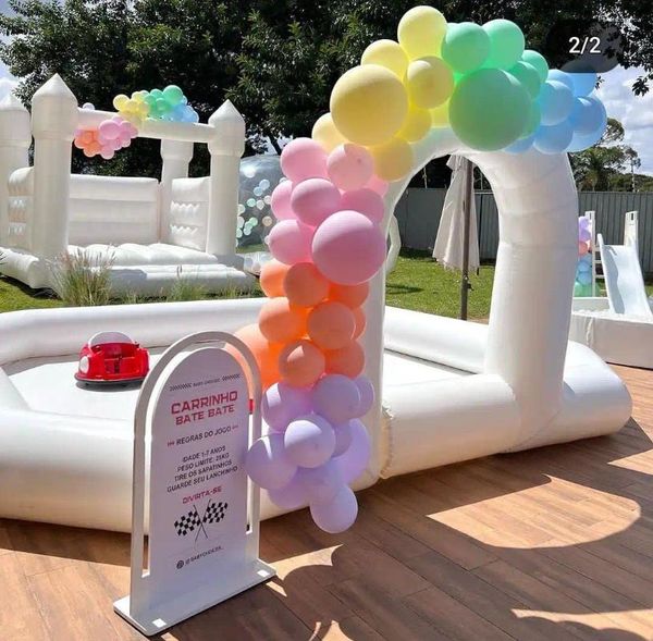 Tentes et abris Racing Cara Car Venue Iatable Race Track Pied For Kids Tampère des enfants (Blanc S