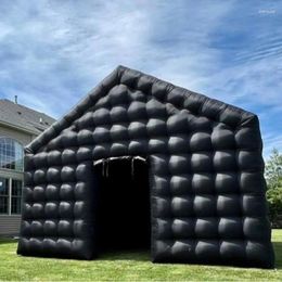 Tiendas de campaña y refugios Sayok Black Inflable Dome Tienda Discoteca Portátil Boda Cubo Cuadrado Pabellón de fiesta para eventos al aire libre Espectáculo de escenario