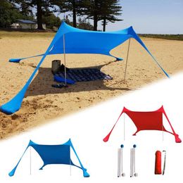 Tentes et abris Shades Tente de plage Grand abri solaire coupe-vent UPF50 Auvents familiaux portables avec 2 poteaux en aluminium 1 sac de transport