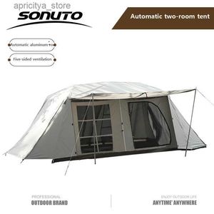 Tentes et abris Sonuto Tunnel extérieur tente de luxe automatique ouverture rapide Portable terrain pliant Camping deux pièces un toit en alliage d'aluminium 24327