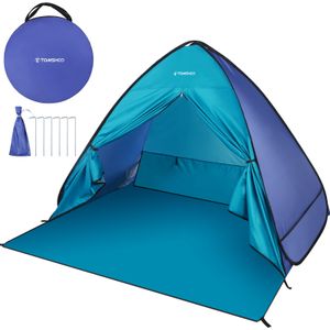 Tenten en Schuilplaatsen TOMSHOO 3-4 Persoons Strandtent Instant Pop Up Strand Schaduw Zon Onderdak Tent Canopy Cabana Outdoor Camping Tenten met Draagtas 230725