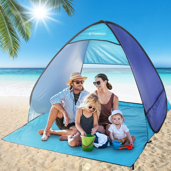 Tiendas de campaña y refugios TOMSHOO Carpa de playa emergente instantánea automática Ligero Toldo de playa al aire libre Refugio solar Carpa Canopy Cabana con bolsa de transporte 230711