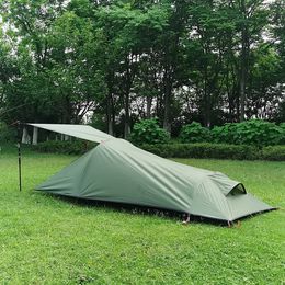 Tenten en schuilplaatsen Ultralight Outdoor Camping Tent 1 Persoon Camping Tent Waterbestendige Tent Aviation Aluminium Ondersteuning Draagbare slaapzak Tent 230324