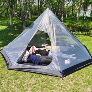 Tenten en schuilplaatsen Ultralight Pyramid Tents Inner Tent Outdoor Rodless Summer Mesh Tent draagbare backpacken wandelcamping Tipee in tent J230223