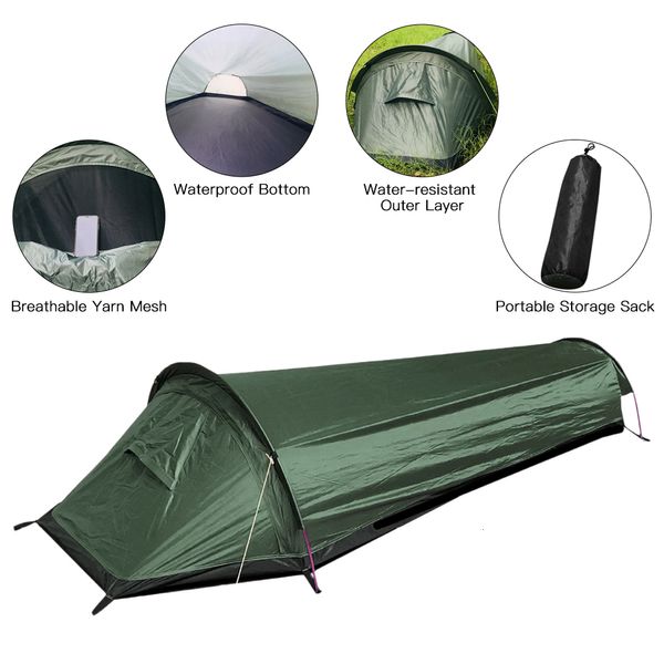 Tentes et abris Tente ultra-légère Tente de randonnée Camping en plein air Sac de couchage Tente Légère Personne seule Bivouac BagTent 230227