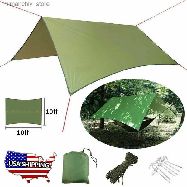 Tentes et abris US Tente de camping étanche Tarp Abri Hamac Couverture Légère Pluie Fly 10x10 Q231115