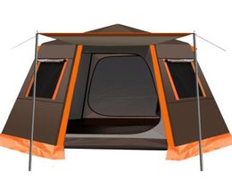 Tenten en schuilplaatsen UV zeshoekige aluminium pole automatische buitenkamperen Wild Big Tent Family Travel 46Persons luifel tuin Pergo66505099