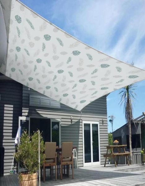 Tentes et abris imperméable abri solaire jardin imprimé parasol voile extérieur feuille imperméable à la pluie ombre patio terrasse auvent natation 1338733