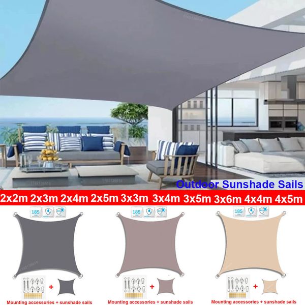 Tentes et Abris Imperméable Abri Soleil Parasol Protection Voile D'ombrage Auvent Camping Tissu Grand Pour Extérieur Auvent Jardin Patio 3x5m 3x6m 230617