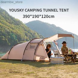 Tenten en schuilplaatsen Yousky Outdoor Mountaineering Tunnel Tent kamperen een slaapkamer twee woonkamers regen en zonbescherming grote capaciteit tent L48