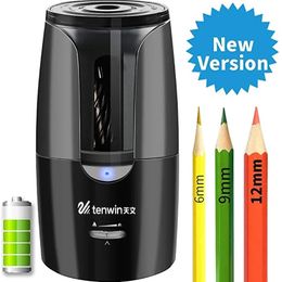Tenwin taille-crayon électrique automatique pour crayons de couleur aiguiser mécanique fournitures scolaires de bureau papeterie noir rose 240109