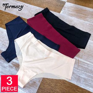 Termezy 3 stks / partij Naadloze Panty Set Ondergoed Vrouwelijke Comfort Intimates Mode Low-rise Slips 5 kleuren Lingerie Drop Shipping Y0823