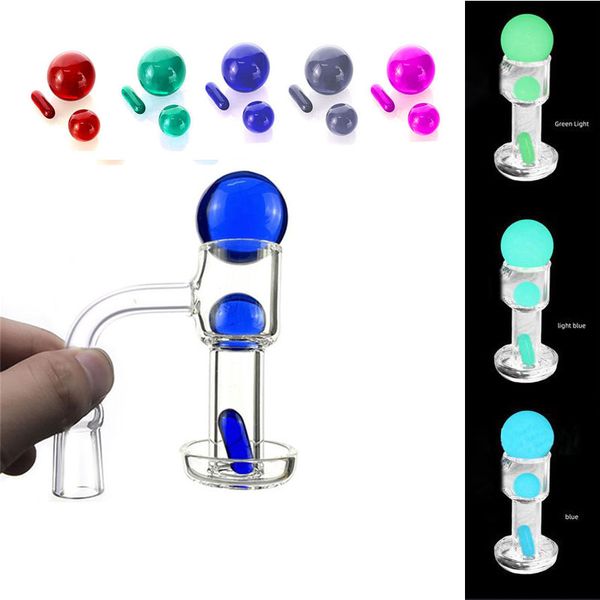 lueur dans le noir Terp Slurper Set Quartz Banger Nail avec boule de bouchon de carburateur lumineux Perles sous vide pilule domeless oil nail pour bécher bong rigs narguilés