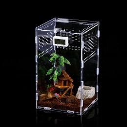 Terraria Acryl Reptielenterrarium Habitat Kweekbox Mini Transparante Reptielenkooi met deksel Nano Boomtarantula-behuizing