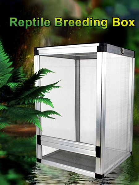 Terrariums Boîte d'élevage de Reptiles Conteneur d'alimentation en Alliage d'aluminium pour araignée lézard Grenouille Cricket Tortue boîte d'élevage Serpents caméléons
