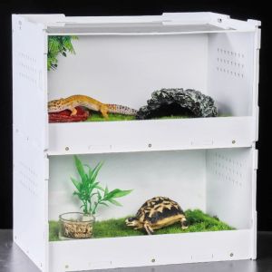 Terrariums reptielenvoedingsdoos dubbele lagen broedzaak acryl terrarium heldere insectenhabitat voor mini -pet hagedis centipede