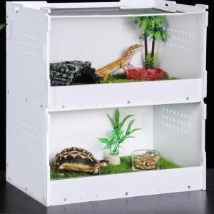 Terraria Reptiel Voerbox Dubbellaags Acryl Terrarium Containers voor Spider Hagedis Kikker Slang Klein Huisdier Transparante Habitat