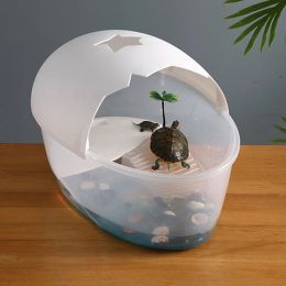 Terrariums Small Turtle Tank Container Reptile Maison Habit de couverture détachable semi-clos avec îlot de boulangerie