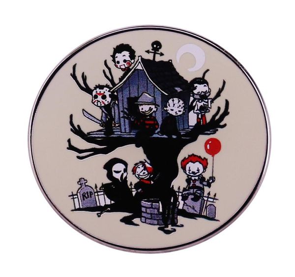 Insignias decorativas de asesino de películas de Terror, pines esmaltados góticos de Halloween, broche de Metal de dibujos animados de Anime a la moda, colección 8163849