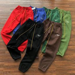 Terry bordado letra hombres Jogger pantalones hombres mujer Casual pantalones de chándal