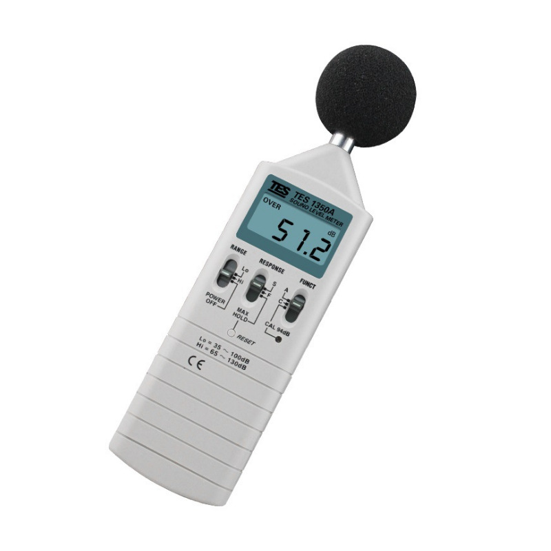 TES-1350A TES 1350A Digitale geluidsniveaumeter Resolutie 0,1 dB Maximale hold-functie AUX-UITGANGEN