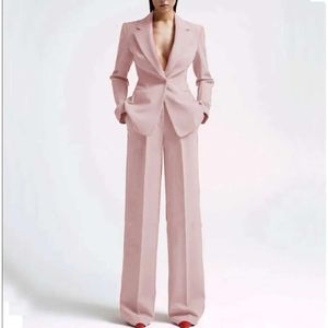 Tesco Single Button Blazer+Wide Leg broek Paksets voor vrouwen Solid V Nek losse Casual vrouwelijke broekpak Conjunto Femininos