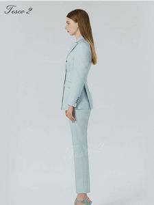 Tesco Dames Triple Breasted Peak Rapel Dessen Vrouwen Sets 2 -delige jas Blazer broek voor kantoorpak