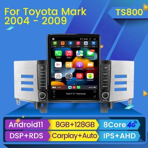 Reproductor estilo Tesla Radio dvd para coche Carplay Multimedia Android 11 para Toyota Mark X 1 X120 2004 - 2009 Carplay Auto GPS 2din