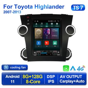 Autoradio avec écran de Style Tesla, lecteur vidéo multimédia, Navigation GPS, BT, Android, 2din, pour Toyota Highlander 2 XU40 2007 – 2013