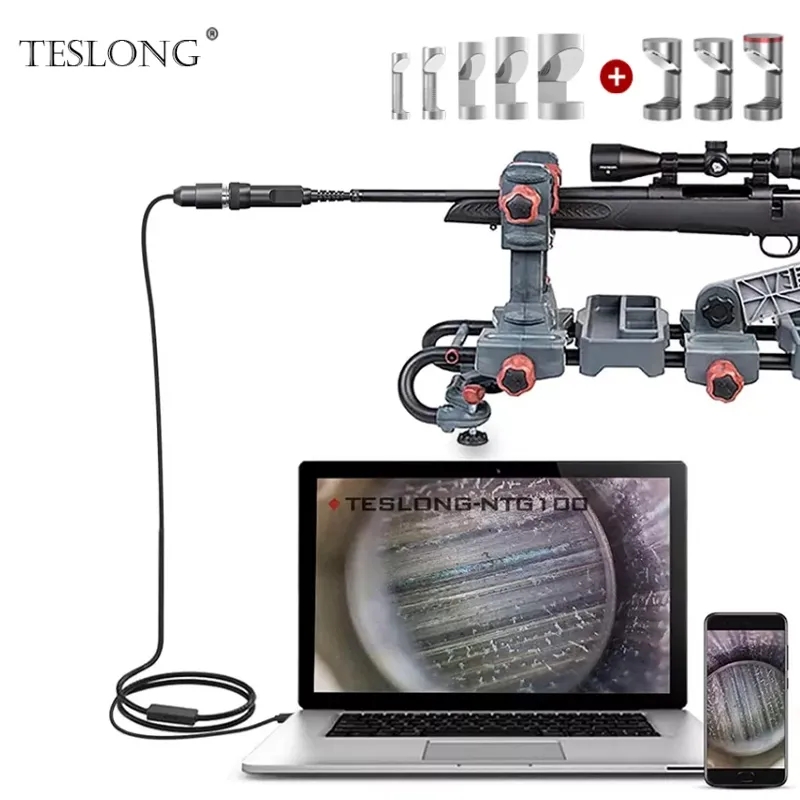 Tüfek Namlu Bakımı için Teslong Borescope, Silah Temizleme Görsel Muayene Kamerası W/45 inç-Flexible Prob-Uyumlar .20 Kalibre Daha Büyük Avlanma Ateşli Silahlar