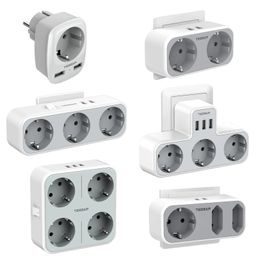 Tessan Eu KR Plug Power Brind avec prises AC et ports de charge USB Adaptateur de prise murale multiple pour le bureau à domicile 240415